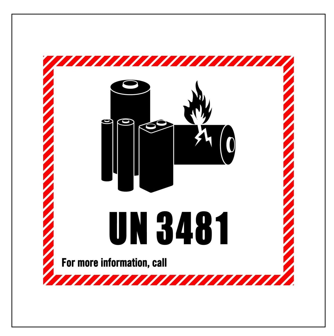 UN 3481 Labels Lithium Ion Battery Warning Labels Pack of 50 Adhesive Stickers UN3481