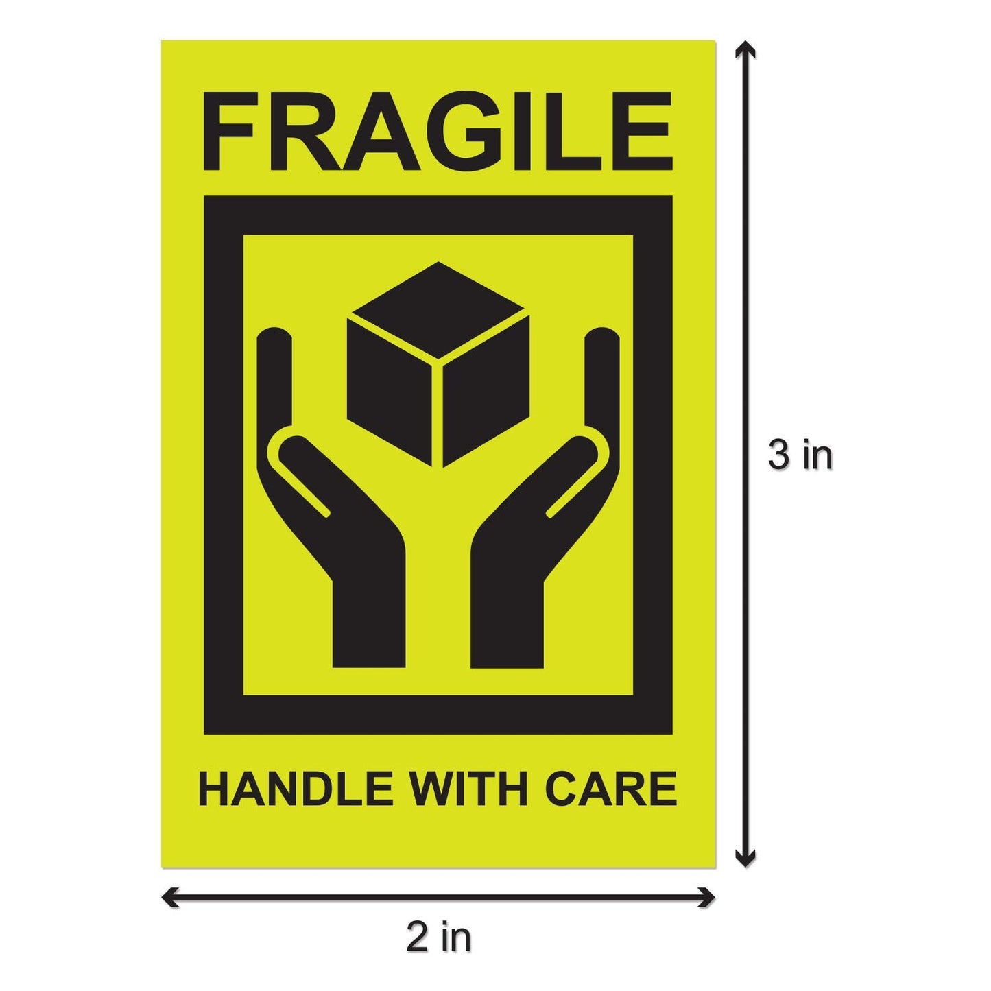 1200 Fragile Stickers - 2 x 3 inch, Handle with Care - Fragile Stickers (Neon Yellow) for Shipping, Package Handling, Moving Fragile Caution Sticker - 4 Rolls Fragile, Handle with Care 1200 Labels
