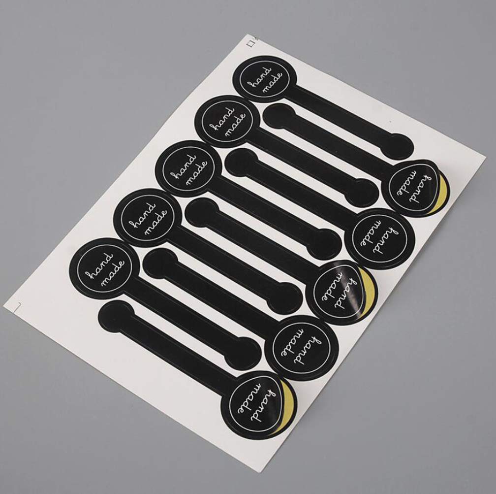 20Sheets(200Pcs) Black Handmade Self Adhesive Evident Stickers Seals Sealing Lable Tamper Decorative Labels for Baking Craft Arts Food Food Retail Package