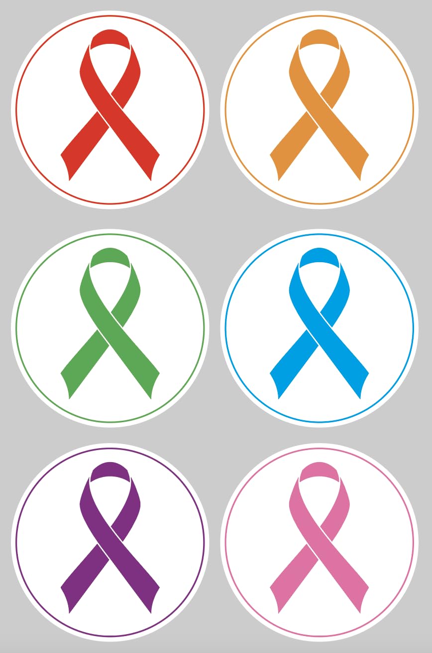 2 inch 6 Color 90PCS Ribbon Stickers Breast Cancer Awareness Stickers Decals Round Breast Cancer Hope Stickers for Event Supplies Bring Strength and Love