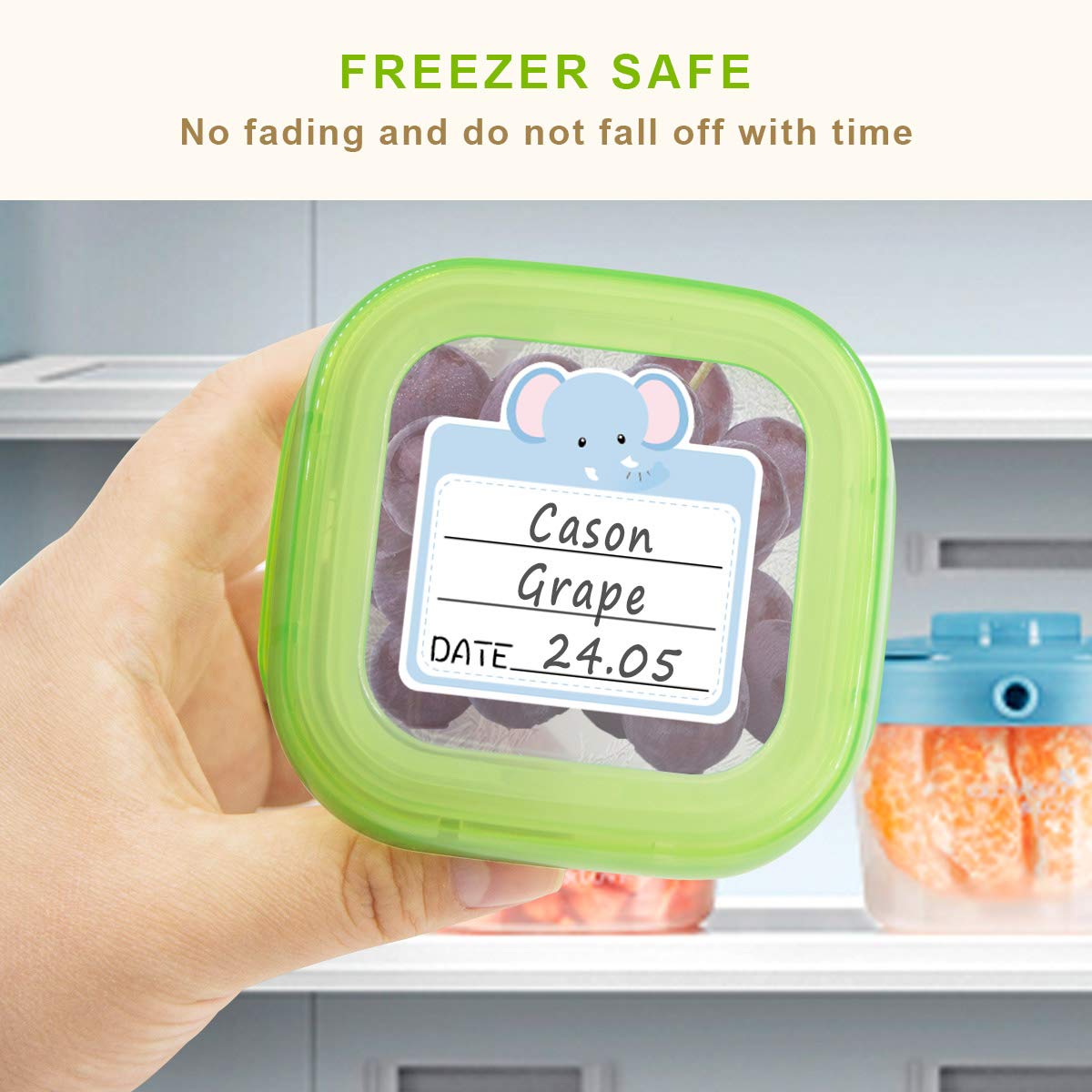 Food Containers Stickers Daycare Labels Removable Waterproof Labels for Kitchen Kids Bottle 108Pcs
