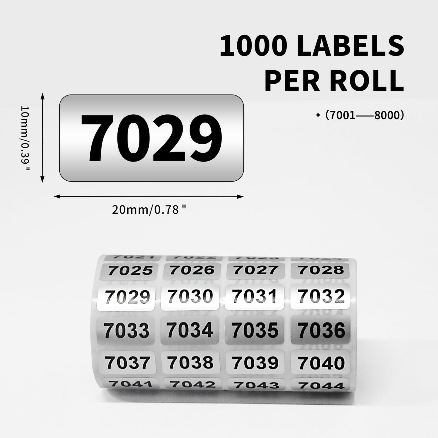 Saim 7001-8000 Pieces Inventory Number Sticker Labels Self Adhesive Waterproof Labels Vinyl Consecutive Number Stickers Labels for Office Warehouse Numbering Collections Inventory