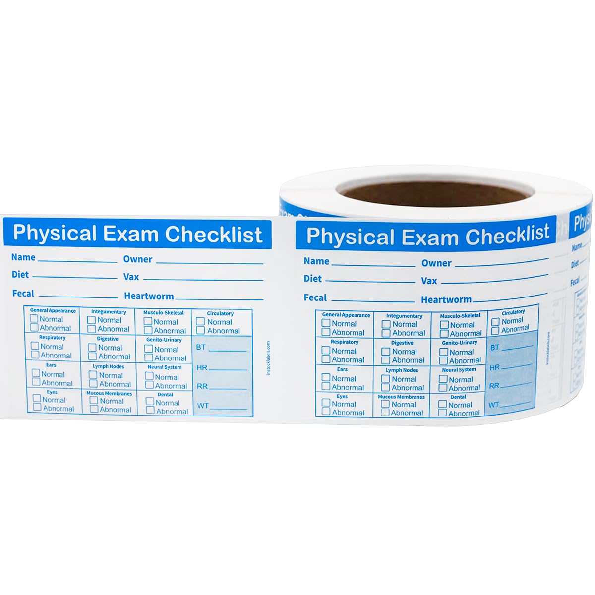 Physical Exam Checklist Veterinary Labels 3 x 4 Inch 100 Total Stickers