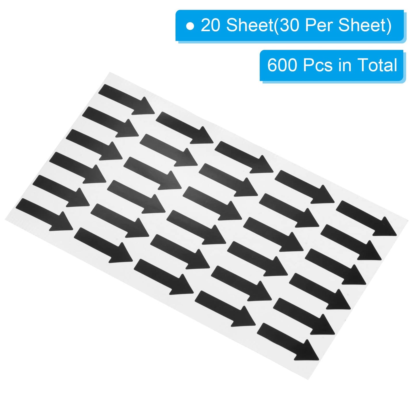 PATIKIL Small Arrow Sticker Label 1.2x0.4, 600 Pcs Adhesive Color Coding Sign Decal for Gas Flow Direction Inspection Defect Marking, Black