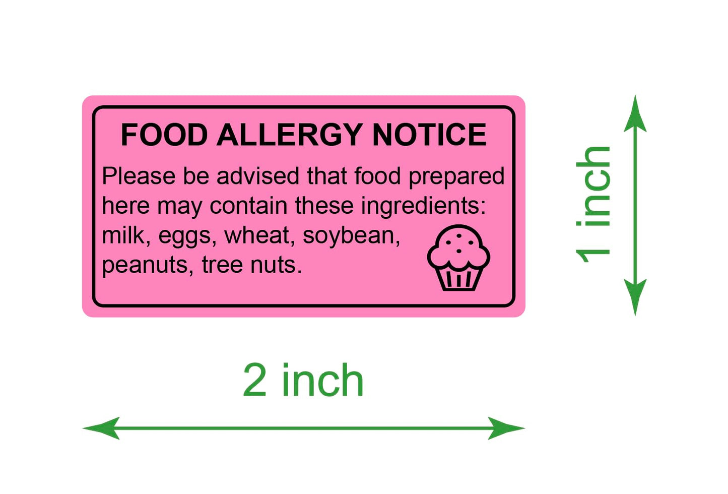 1x2 inch 500PCS Food Allergy Warning Labels Allergies Restaurant Food Removable Labels Adhesive Stickers
