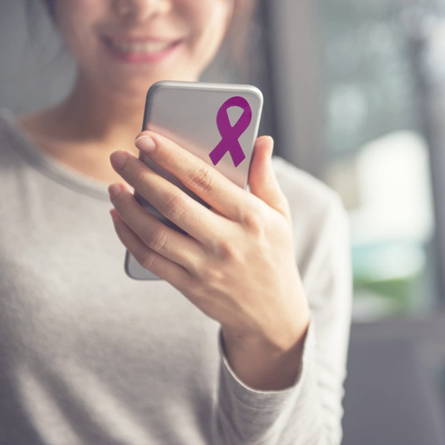 WANDIC Purple Ribbon Sticker, 500 Pcs Awareness Stickers Labels Roll Cancer Awareness Ribbon Package Sealing for Event Gift Letter Bags Maroon Purple