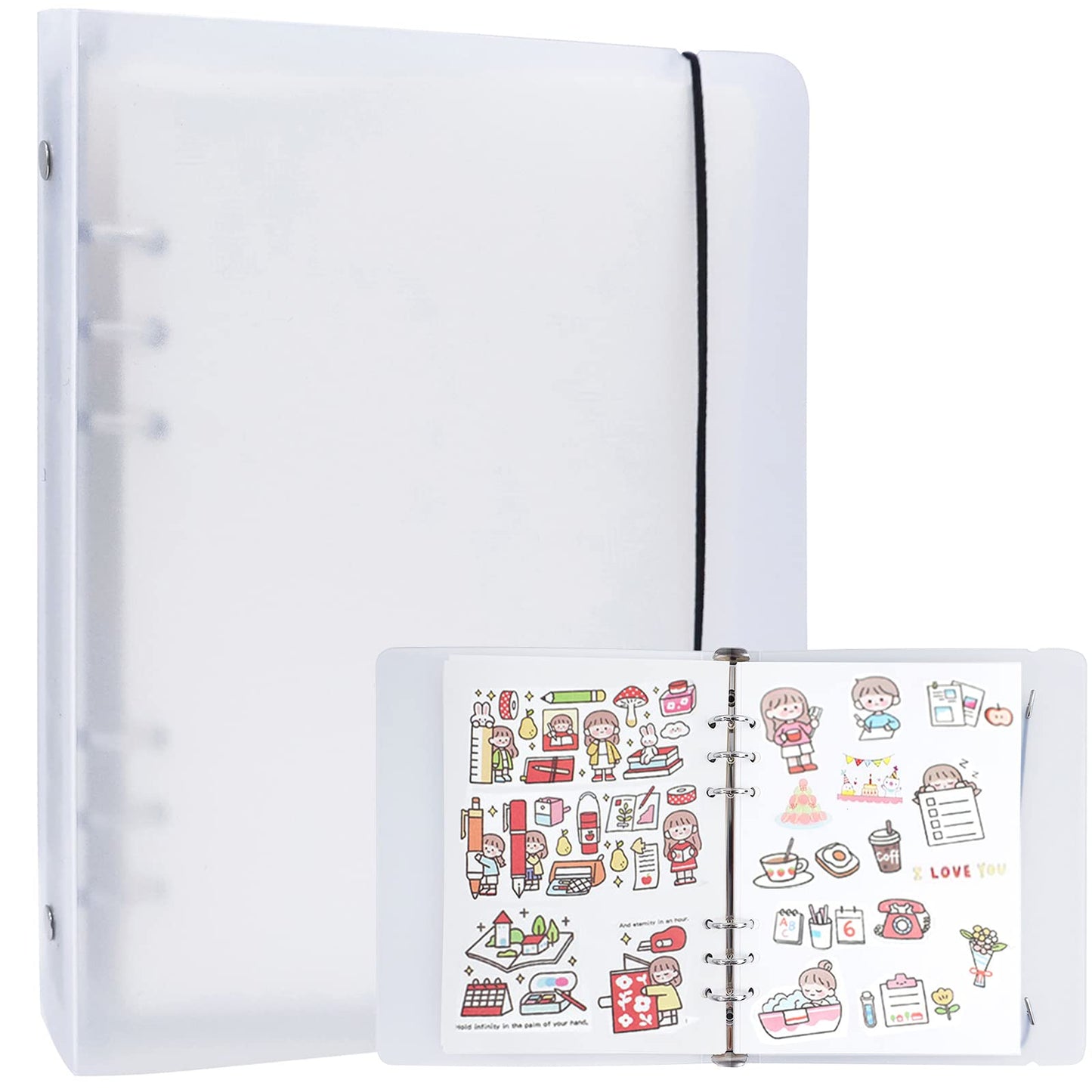 Sticker Collecting Album Reusable Sticker Book PP Frosted Translucent Cover Sticker Album 80 Sheets Blank Sticker Collection Accessories for Collecting Stickers Labels (A5) A5