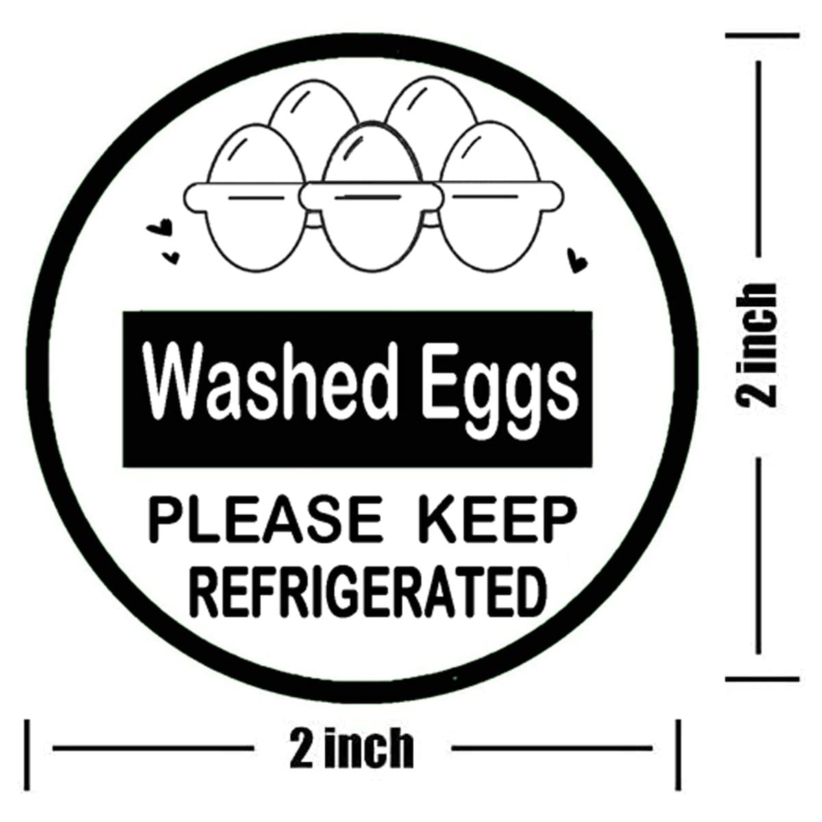 Washed Eggs Please Keep Refrigerated Carton Label, 2 Inch Round Self-Adhesive Farm Fresh Eggs Carton Labels for Chicken,Duck,Quail,Egg Packaging Stickers (500Pcs)