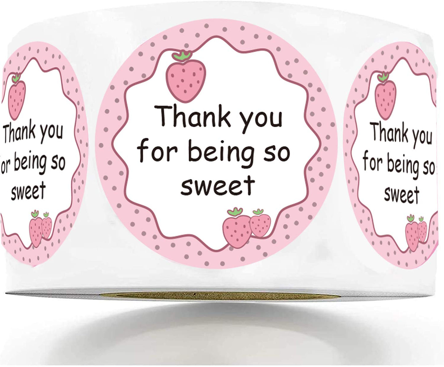 Strawberry Sticker Label,Thank You for Being So Sweet Happy Birthday Stickers,1.5 Inch Baby Shower Labels,500 Pcs Per Pack