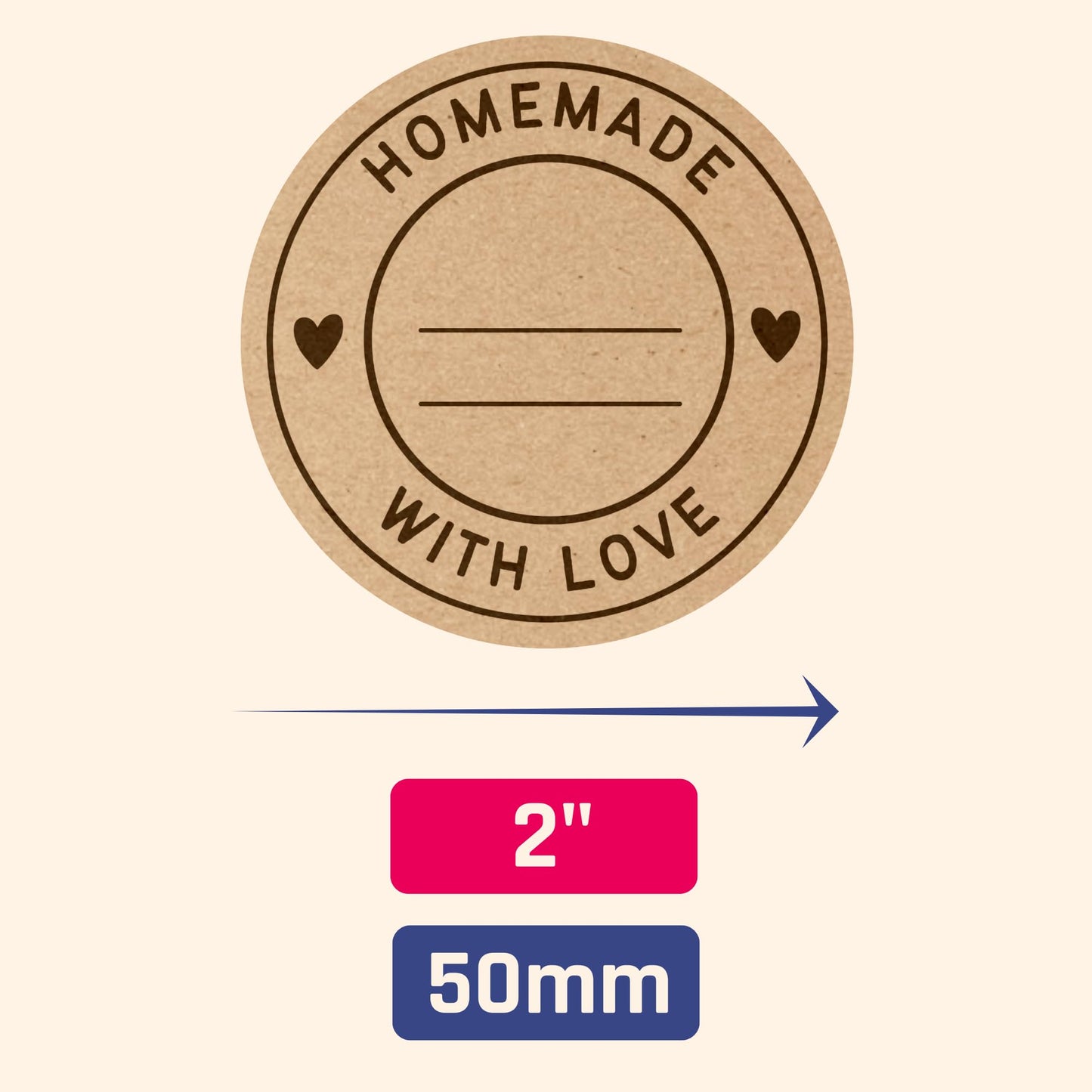 300 Pieces, 2" - Homemade with Love Stickers, Canning Labels for Jars to Write On 300 Pieces
