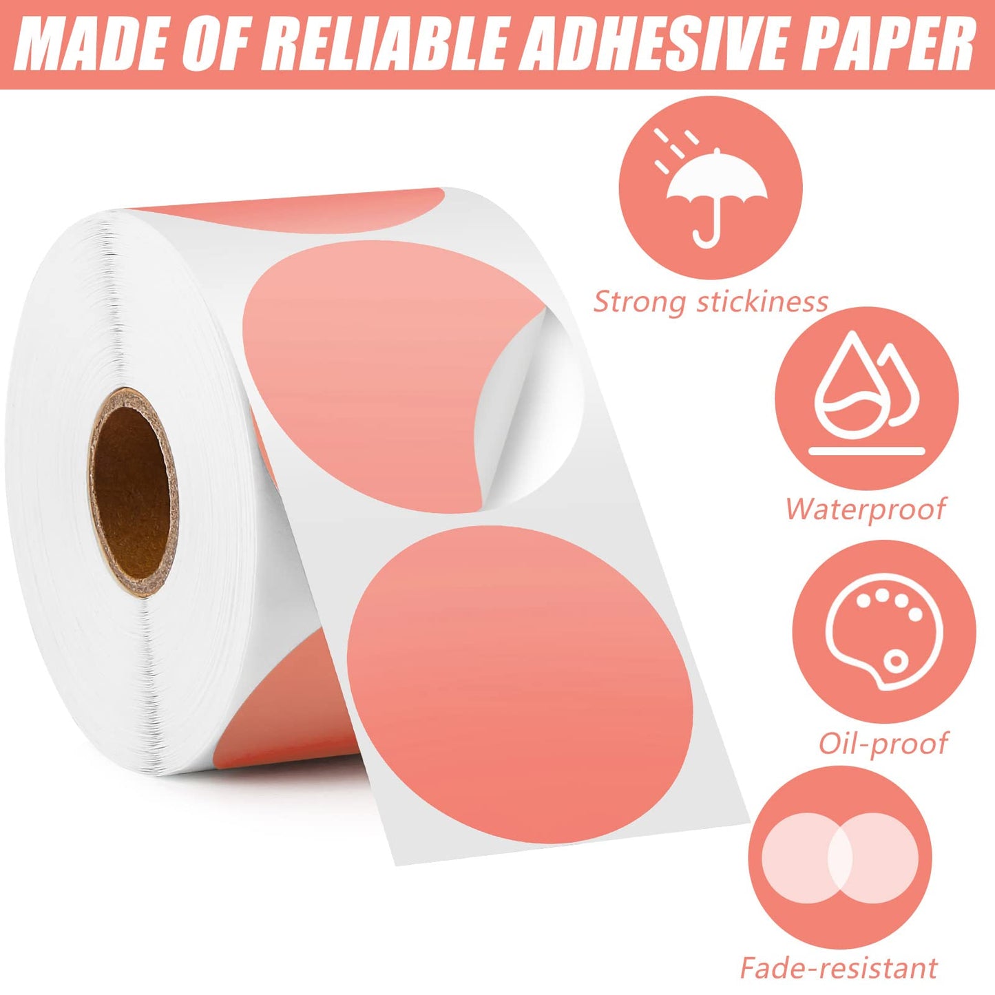 1.5 Inch 2400 Labels Circle Direct Thermal Sticker Labels Self-Adhesive Round Thermal Printer Stickers for Color Coding DIY Envelope Seal Inventory Business Labeling Compatible with Rollo, 4 Colors