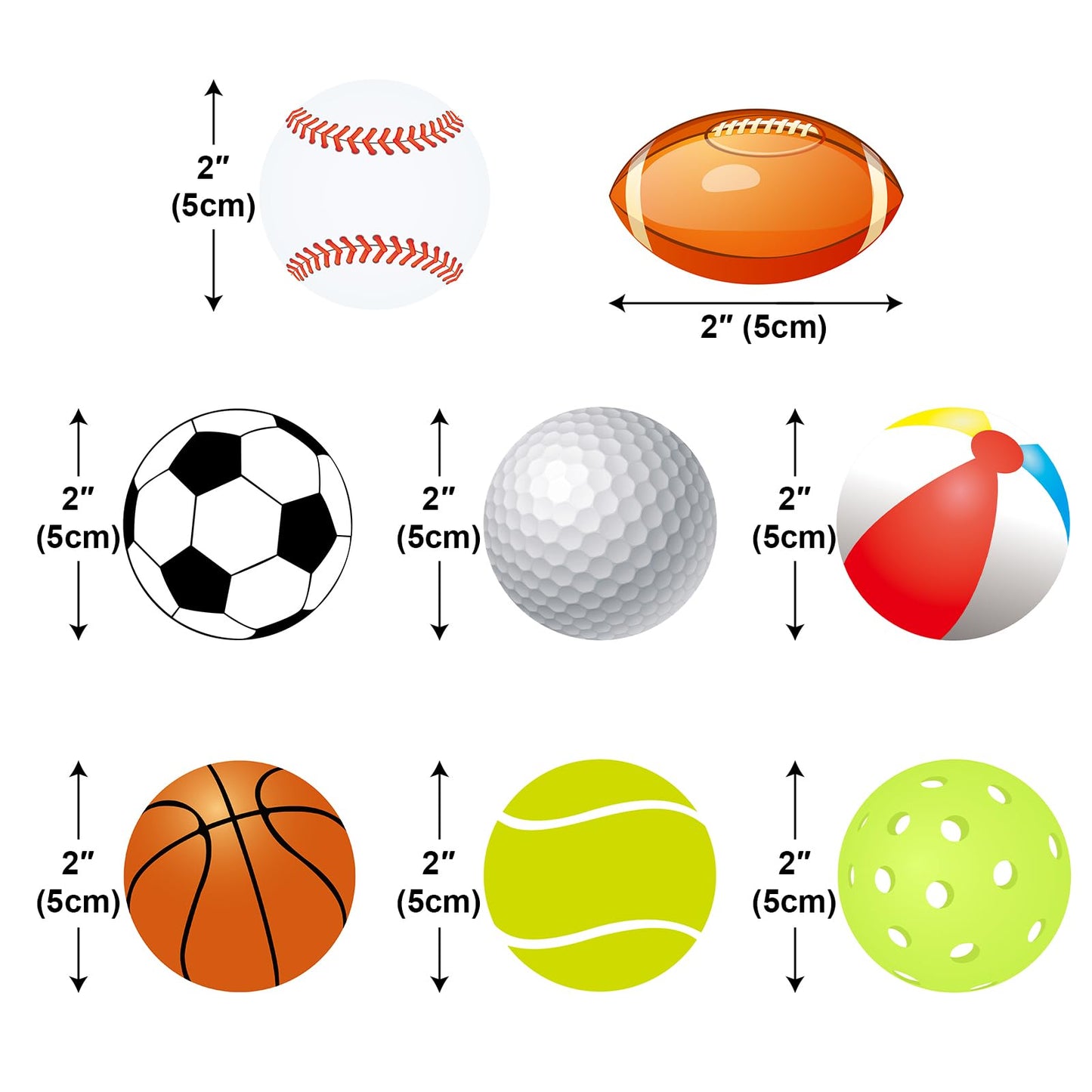 Muka 250 PCS 2" Baseball Stickers, Standard Permanent Self-Adhesive Stickers, Sports Party Supplies