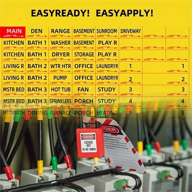 Premium Durable Circuit Breaker Labels, 129 Waterproof Fuse Box Stickers, Easy to Read and Install (Yellow, 1) Yellow