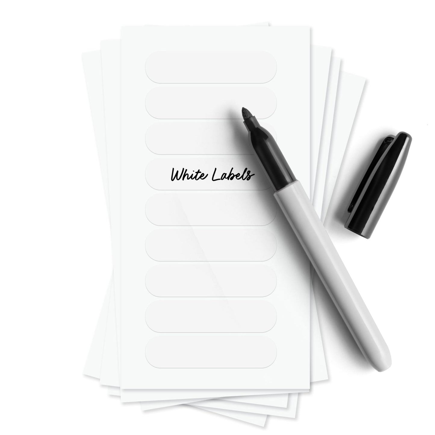 ThreeKin Waterproof Labels for Bottles & Containers - 72 Custom Stickers | All-Purpose & Personalizable | Dishwasher, Freezer & Microwave Safe | BPA-Free | USA-Owned (White) White
