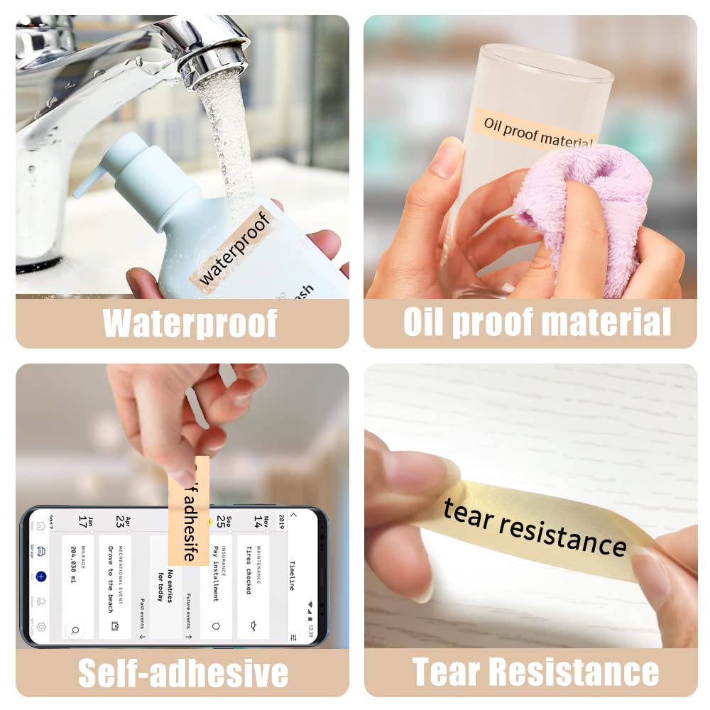 Label Maker Tape for Phomemo Label Printer of Model D30, Waterproof Anti-Oil Scratch-Resistant Continuous Stickers (15mmX4m, 2 Rolls), Suitable for Home&Office(Transparent) W 15mm x L 4M Transparent