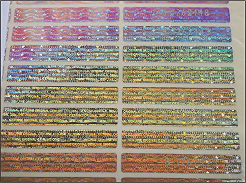 100 pcs Silver Hologram Seals 1.89 x .29 Inch, Security Warranty Stickers, Void Tamper evident Holographic Labels