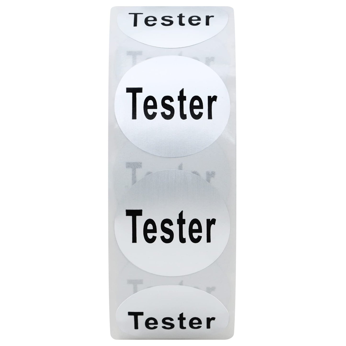 Hybsk Clear Cosmetic Tester Labels 20mm Round Total 500 Per Roll (Silver) Silver