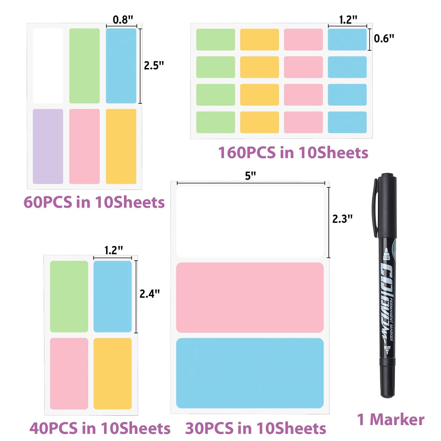 290 PCS Waterproof Baby Bottle Label for Daycare Supplies, Removable Freezer Labels for Food Containers, Blank Date Stickers to Write on, Sticky Name Labels for Kids School Supplies-Easy Peel Off