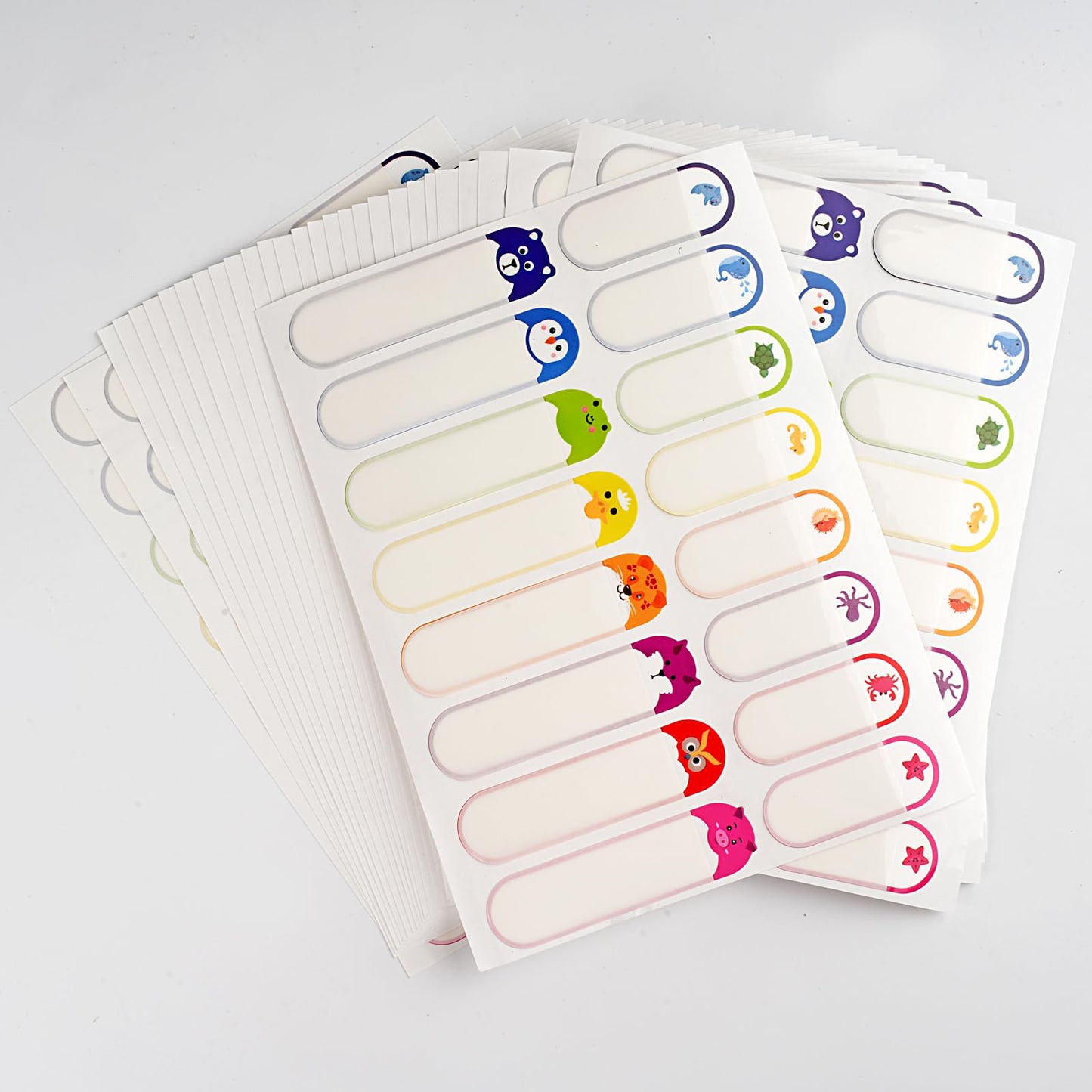 480 Pcs Labels for Kids Stuff Daycare, Waterproof Baby Name Label, Washable Bottle Labels, Reusable Self-Adhesive Tag Stickers for School Essentials, Self-Laminating Write-on Animal