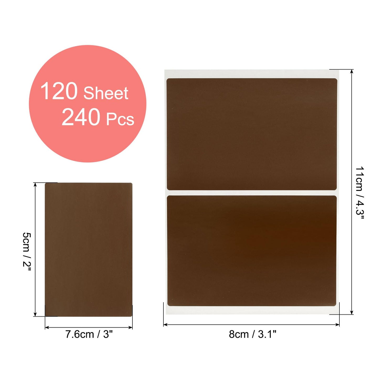 uxcell 120 Sheet Brown Label Stickers 3 x 2 Inch Rectangle Self-Adhesive Stickers Coding Labels for Office Supplies, File Folder Tabs, Inventory Organize, File Classification