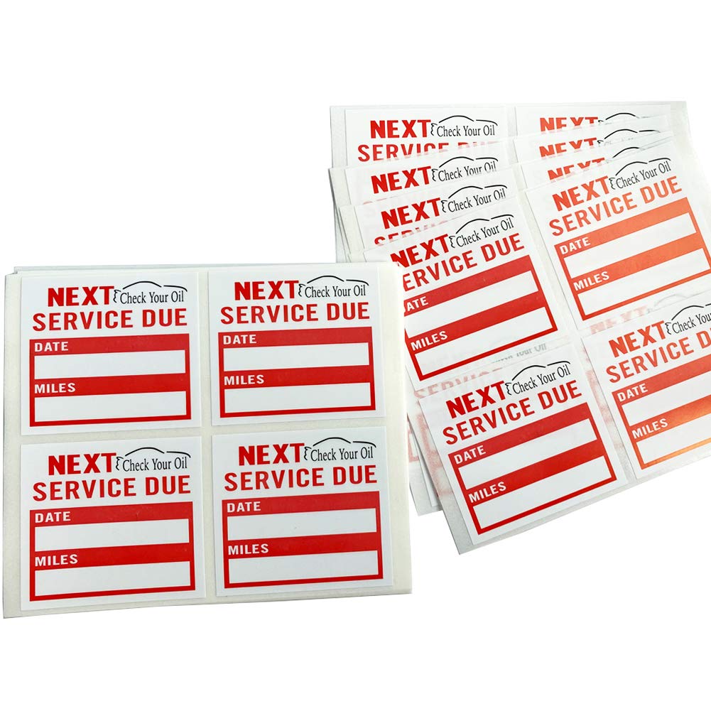 Oil Change Service Due Reminder Stickers Check Your Oil Labels for Gas Stations 2X1.8 Inch,100 Adhesive Labels