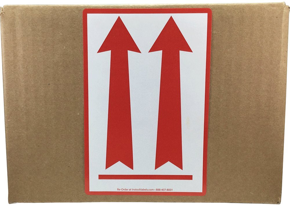 Air Specialty Up Red Arrow Labels 4 x 6 Inch 500 Adhesive Stickers Per Roll
