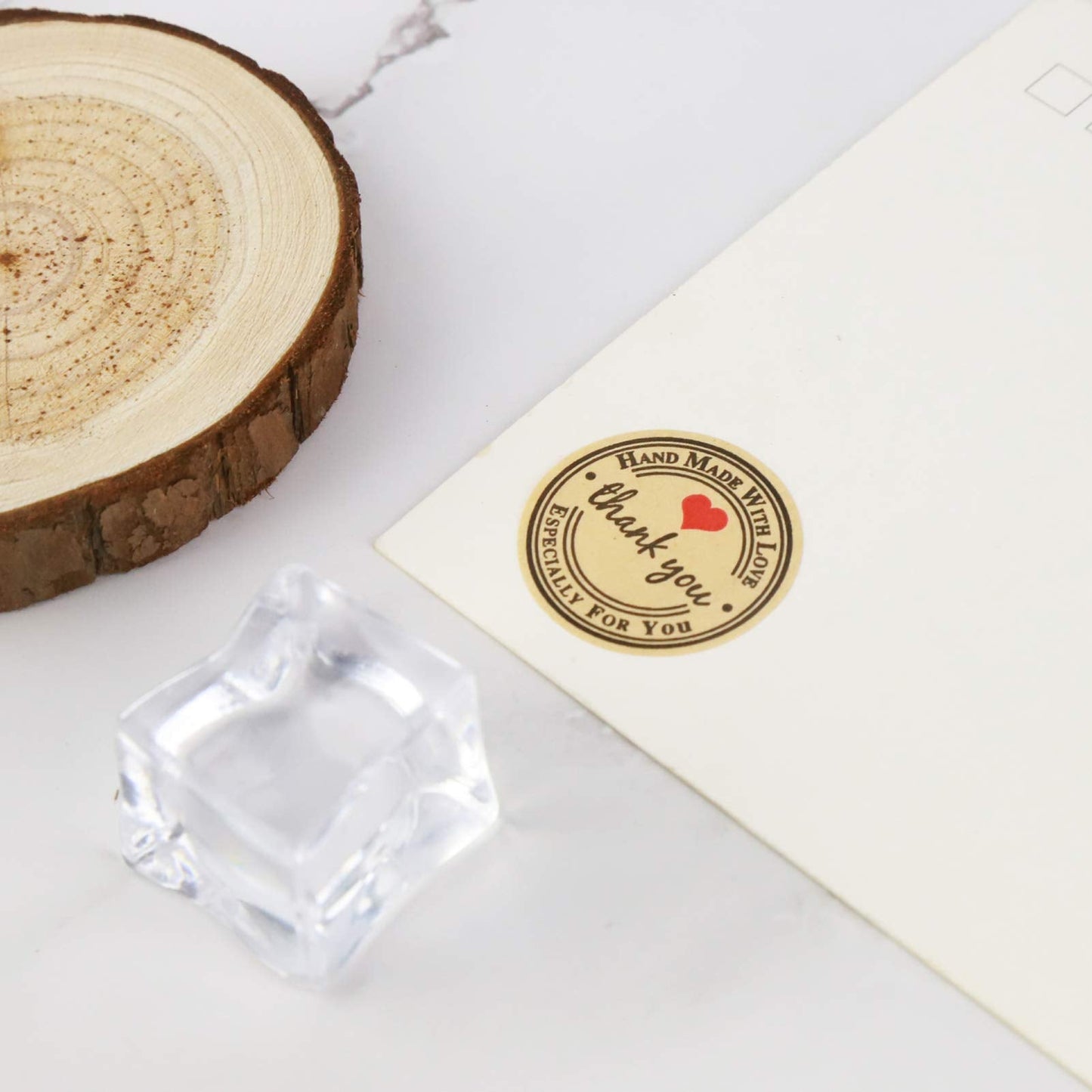 500pcs YOGET 1.5 Inch Round Handmade with Love Sticker,Thank You Stickers Roll Kraft Paper Strong Adhesive Stickers Handemade