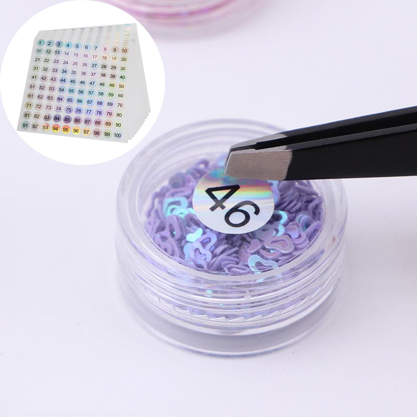 1 to 100 Reflective Laser Small Round Consecutive Numbers Stickers Self Adhesive Inventory Storage Organizing Label Stickers for Household Items, Schools, Books, Numbering, etc. -12PCS