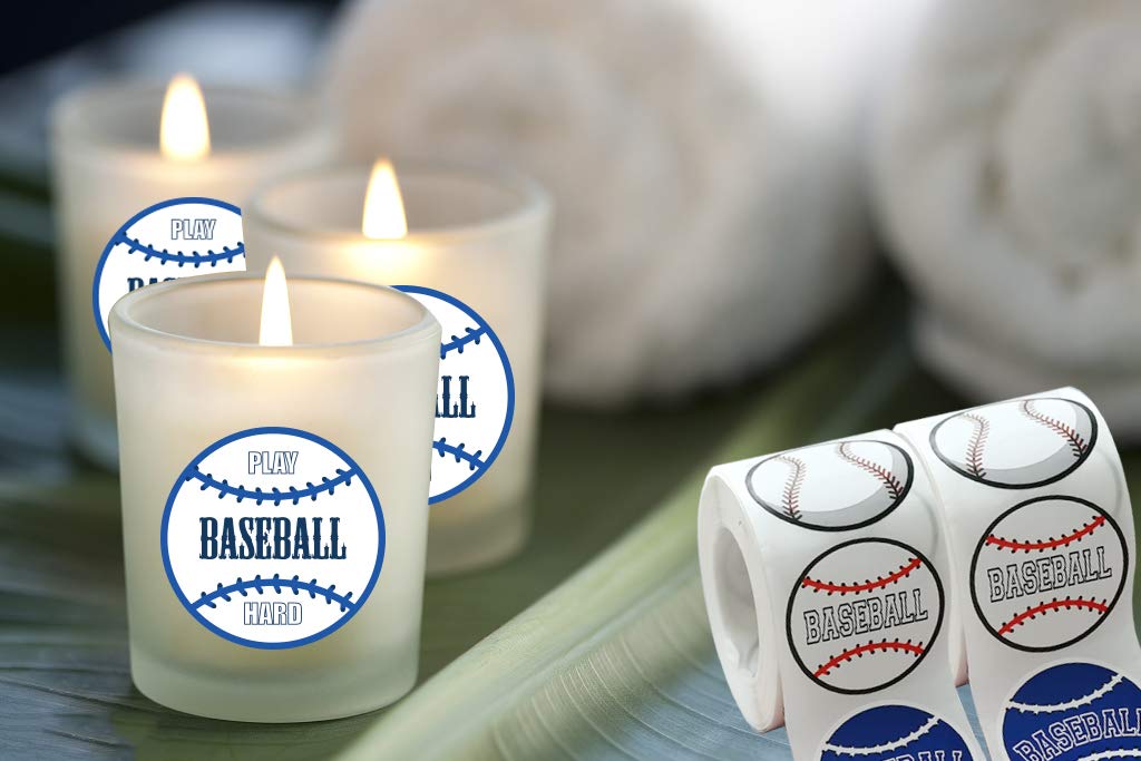 500 Pieces Baseball Labels Roll Stickers - Baseball Sport Party Supplies Decorations Favors Jar Containers Letter DIY Sticker Labels Decals