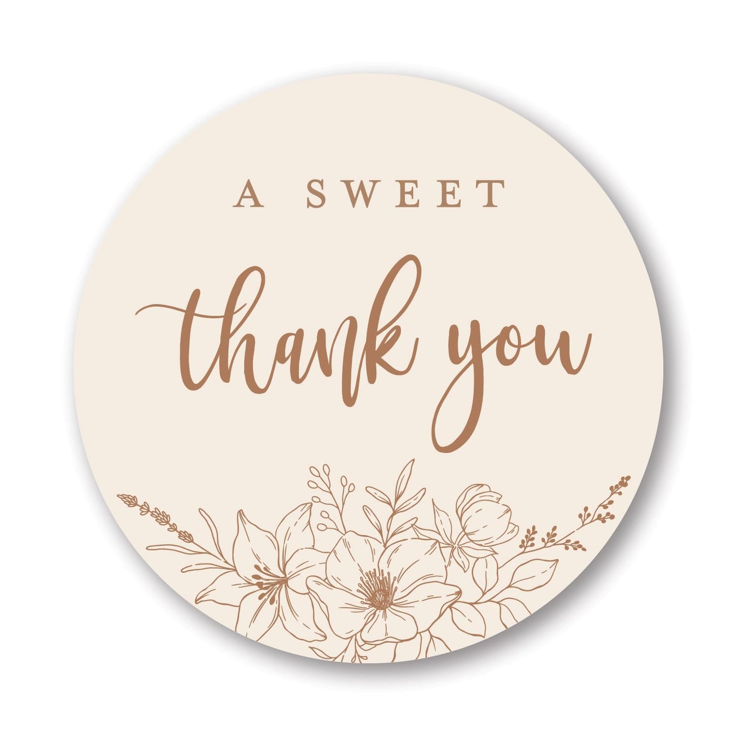 2" Round Elegant A Sweet Thank You Wedding Favor Stickers (Set of 40 Labels) (Latte) Latte
