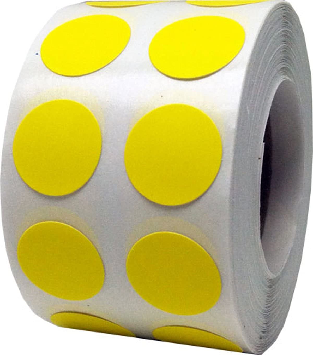 Hot Yellow Color Coding Labels for Organizing Inventory 0.50 Inch Round Circle Dots 1,000 Total Adhesive Stickers On A Roll