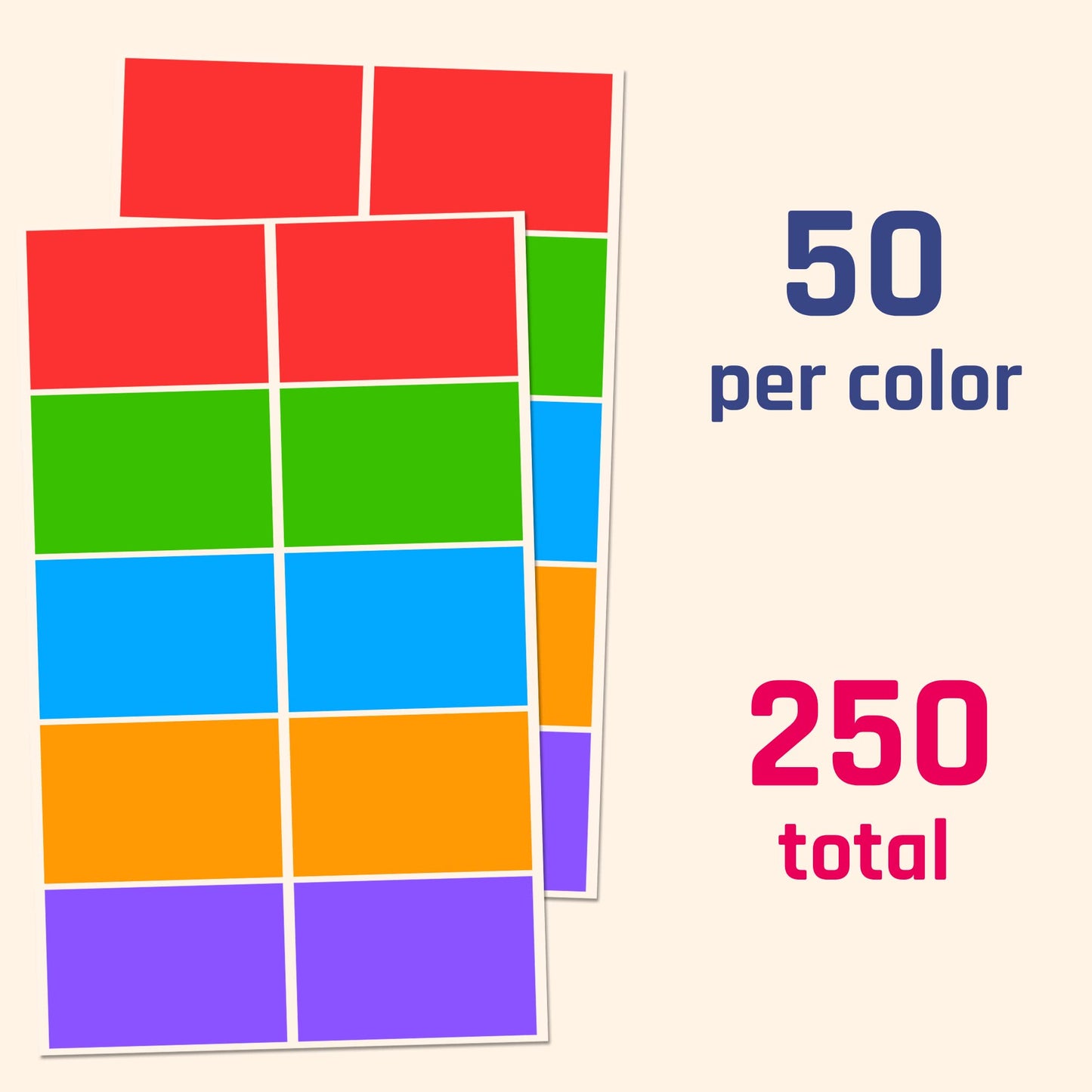 250 Pack, Colored Labels Stickers, for Moving Boxes - 5 Colors, 3" x 2" 250 Pack