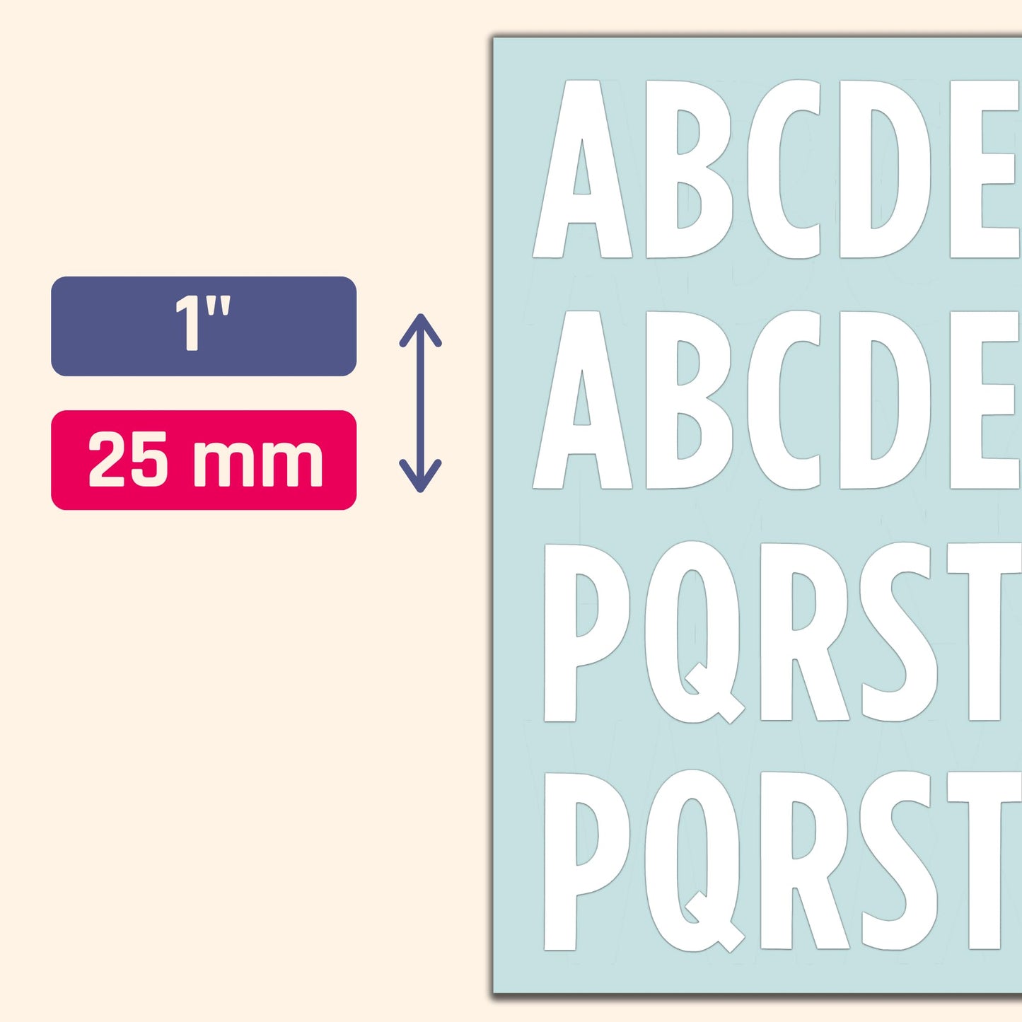 30 Sets, 1 inch - White Vinyl Letter Alphabet Stickers, Self Adhesive Stick on Letters, Waterproof Outdoor Use