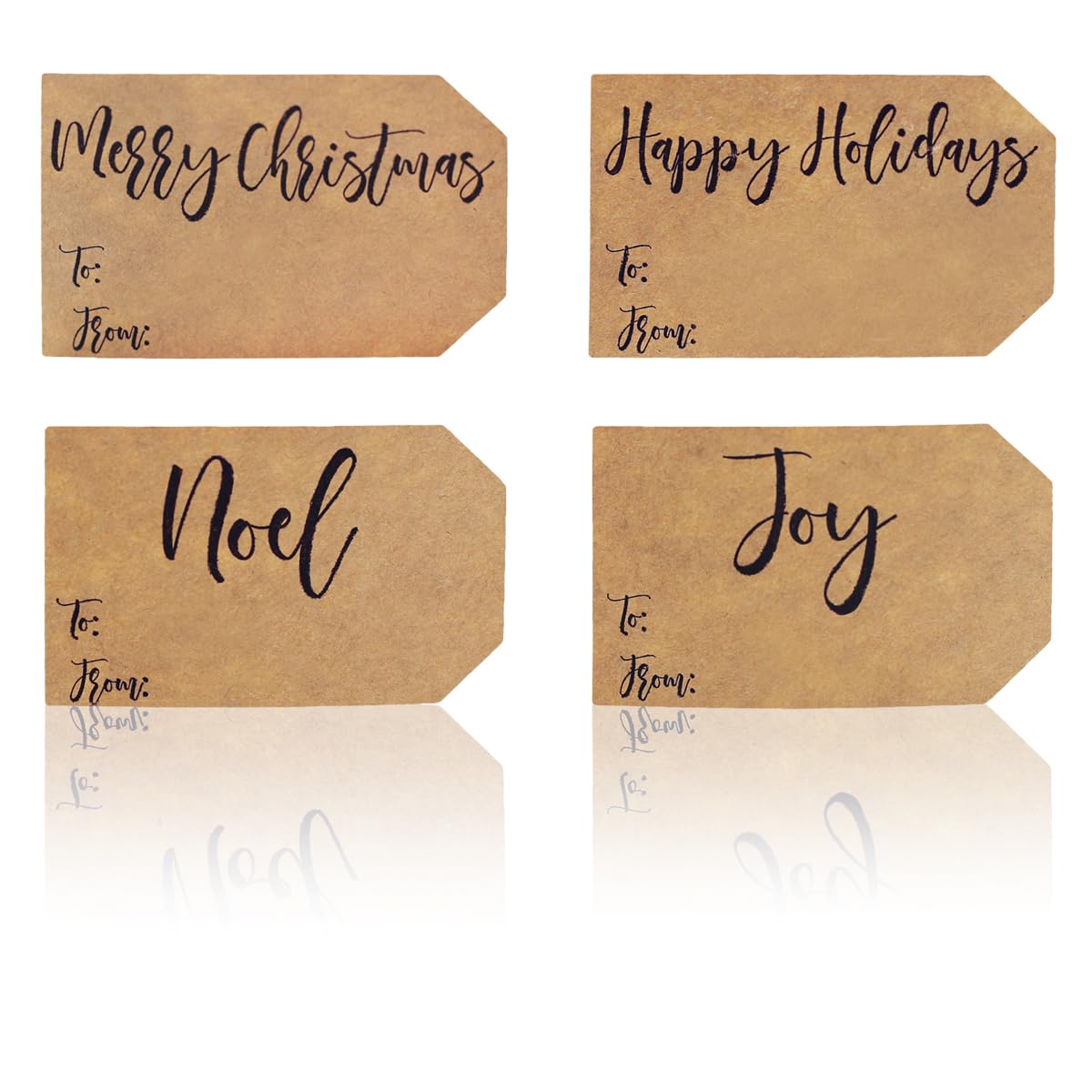 Natural Kraft Charming Christmas Holiday Gift Tag Stickers 2 x 3 Inch 100 Total Labels