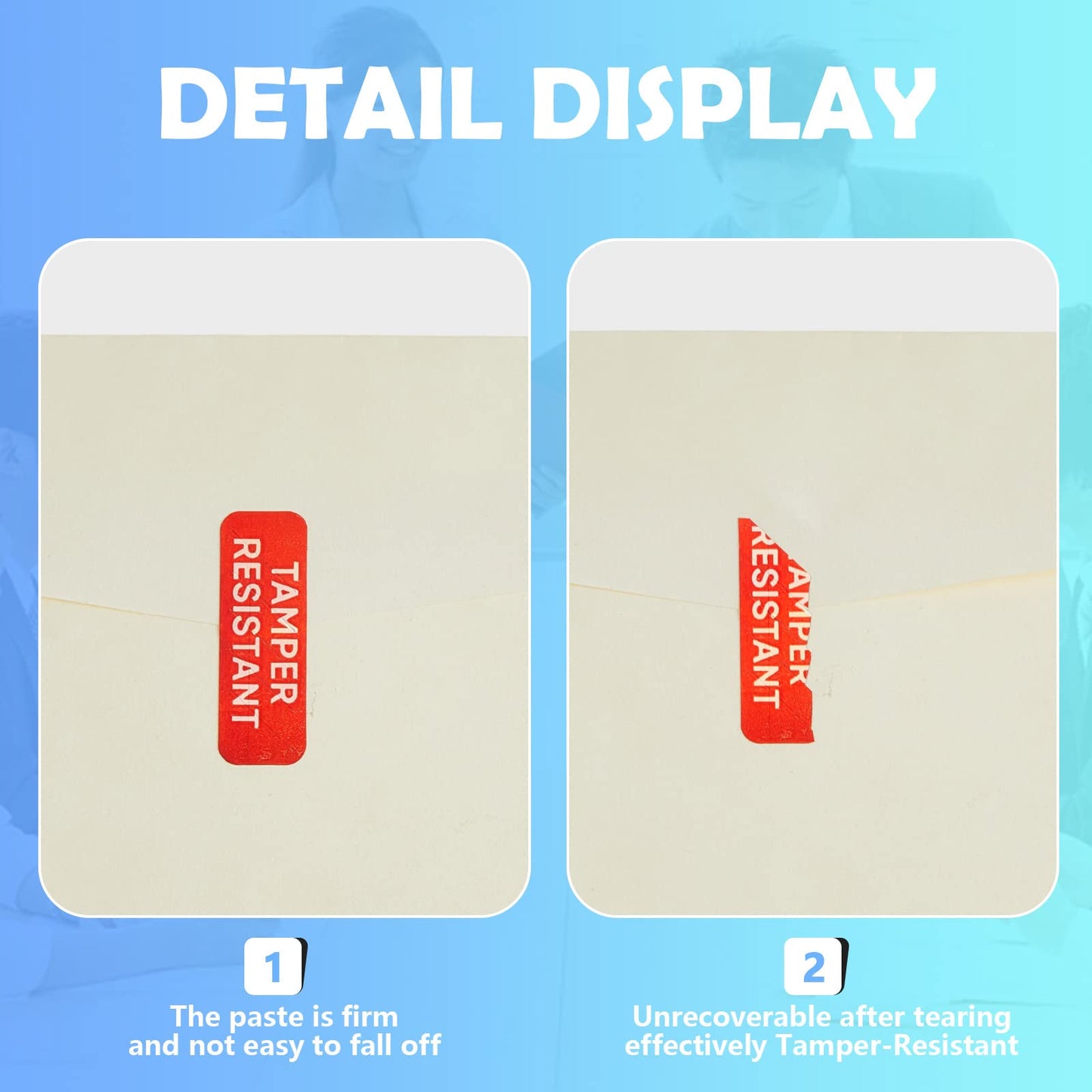 Gueevin 1000 Pcs Tamper Resistant Metallic Labels Adhesive Stickers, 0.5 x 1.5 Inches Tamper Evident Tape Holographic Seal for Box Mailing Packaging Sealing Delivery Office Home Supplies