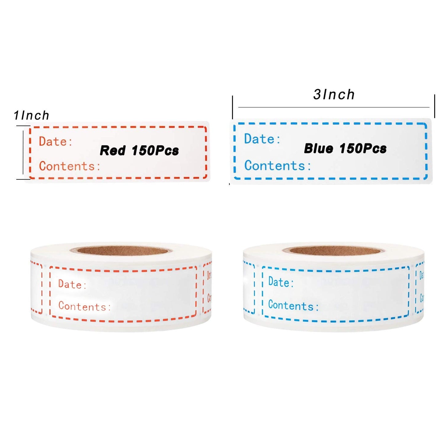 300pcs Removable Freezer Labels, Yoget 1 x 3 Inch Food Storage Stickers, Refrigerator Freezer Paper Label Easy Clean Leaves No Residue, 2 Color Food Labels Roll 1''x3''