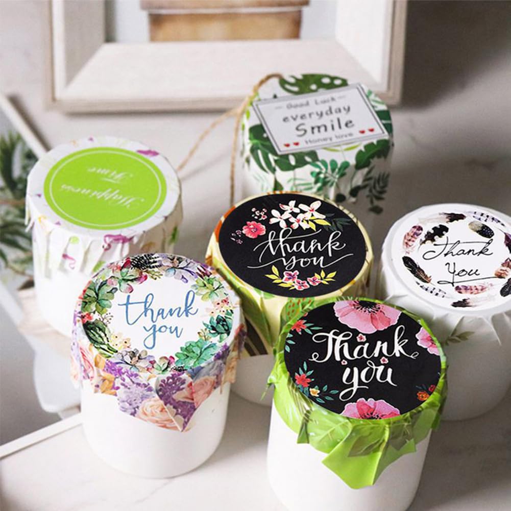 500 Pcs Thank You Stickers 8 Designs 1 Inch Thank You Stickers for Packaging Thank You Stickers for Small Business Thank You Label Stickers Self-Adhesive Labels (Black Floral) Black Floral