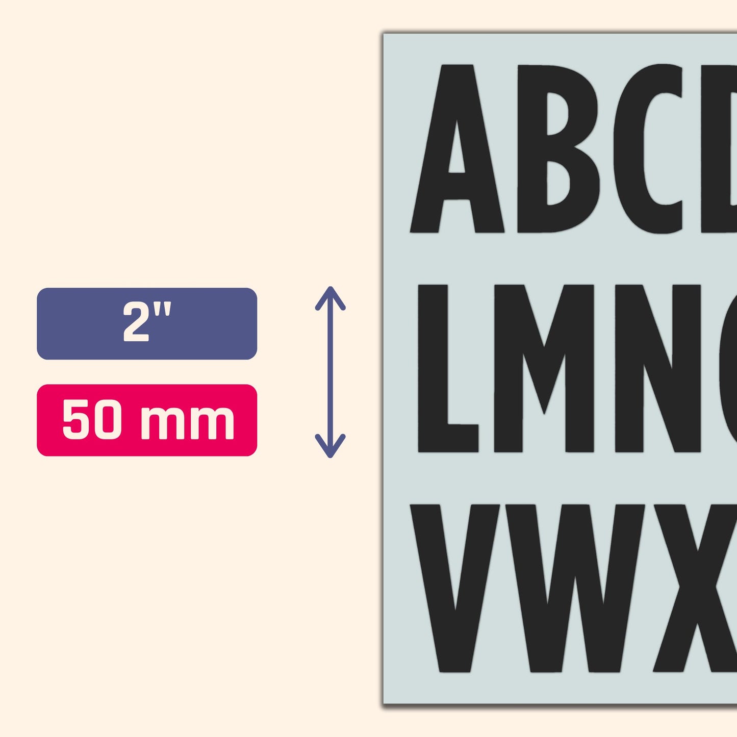 10 Sheets, 2 inch - Large Black Vinyl Letter Stickers, Self Adhesive Stick on Alphabets, Waterproof Outdoor Use 10 Sheets