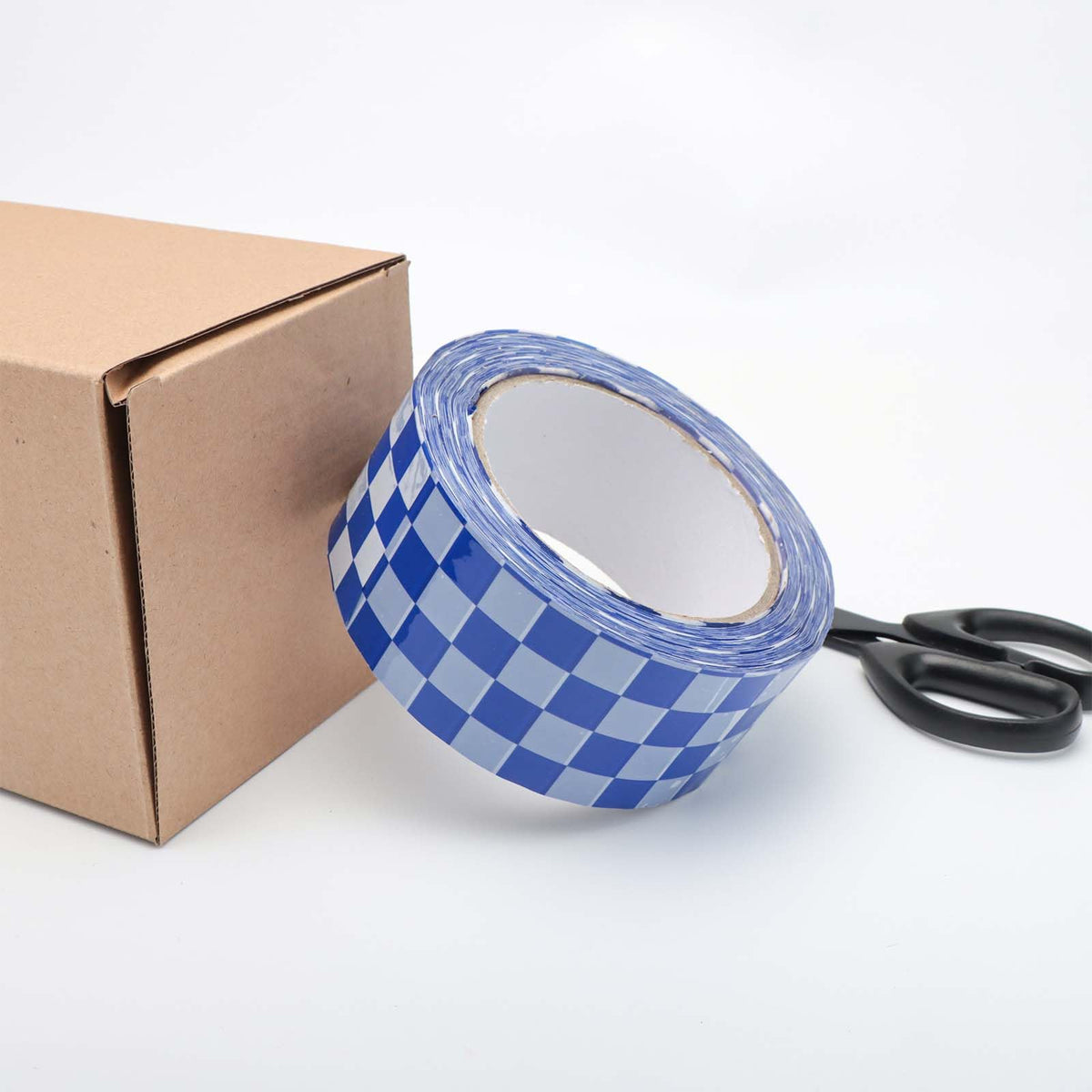 Checkered Flag Tape 1 Rolls Packing Tape Blue White Decorative Checkerboard Pattern Packaging Tape 1.89in x 328ft Duck Tape for Shipping Moving Sealing Scrapbook Box Decoration Blue & White Checkerboard