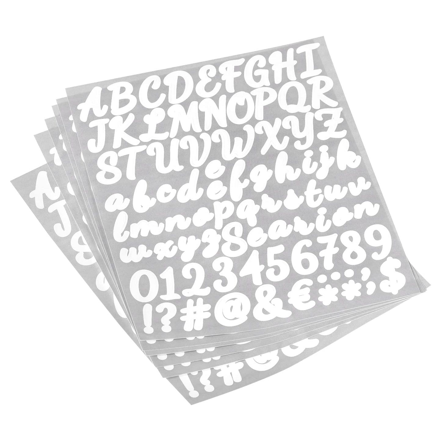 PATIKIL Letter Alphabet Number Stickers, White 1" Reflective Labels Self Adhesive Vinyl Sticker for Classroom Organization, Sign, Door, Address, 6 Sheets, 76 Count/Sheet