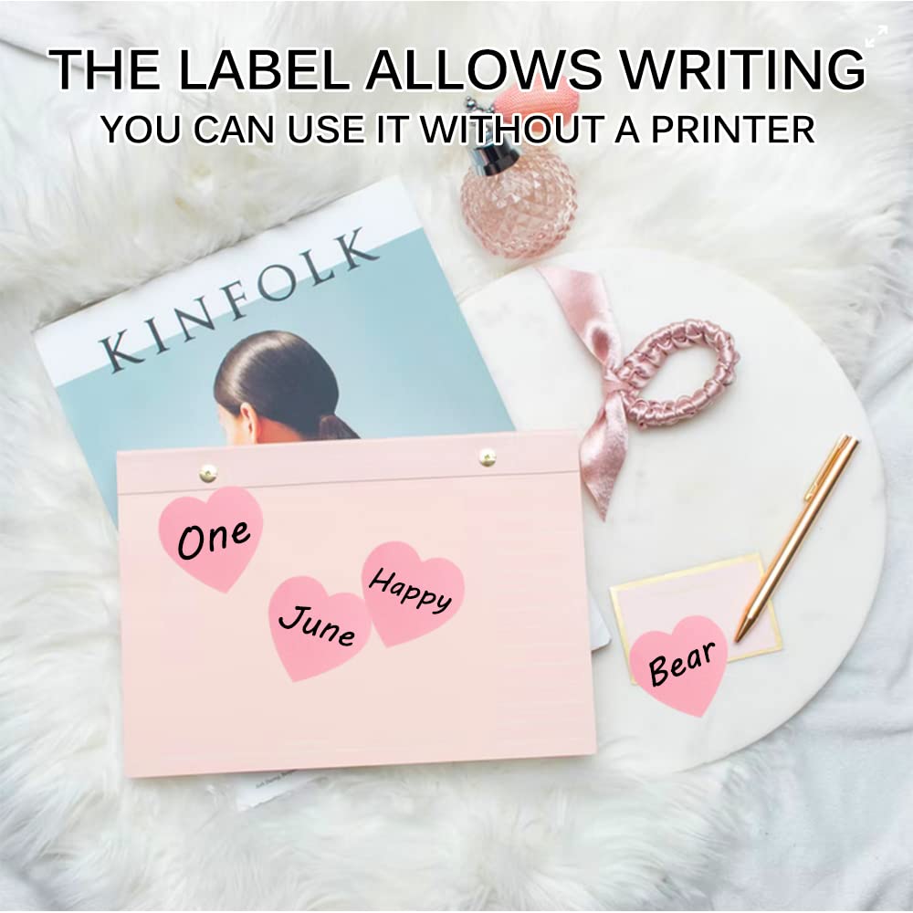 Vuzvuv 1500 Labels Pink Heart Stickers 1 inch Heart Coding Shape Paper Labels for Wedding Anniversaries Invitation Envelopes Cute Decals for Water Bottle Packaging