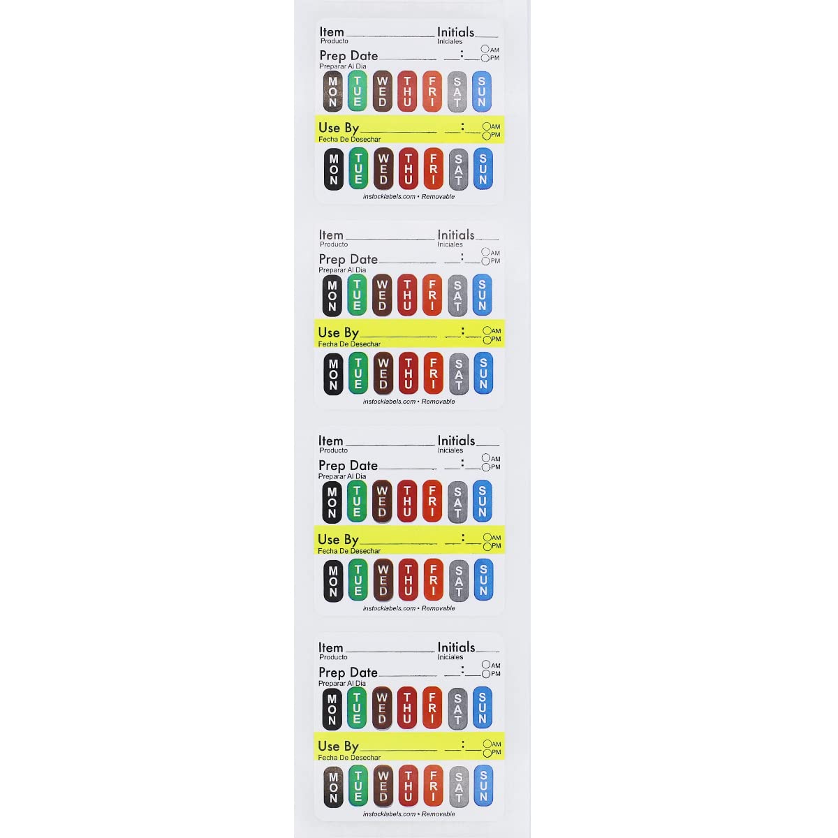 Removable Universal Labels for Food Rotation Use by Food Preparation Days of The Week Prep Date Stickers 2 x 2 Inch 500 Adhesive Removable Stickers