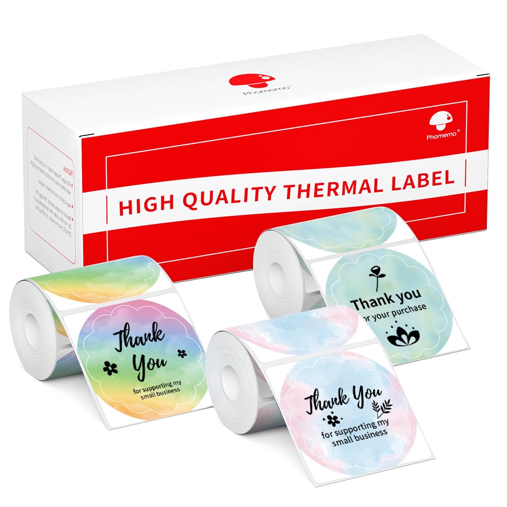 M110 Labels, Thermal Round Label 1.96"x1.96"(50mm x 50mm), Labels Compatible with Phomemo M110 M220 M200 M221 M150 M250 M260 M108 M100 Label Maker, for DIY Design, Black on Gradient Pattern Color