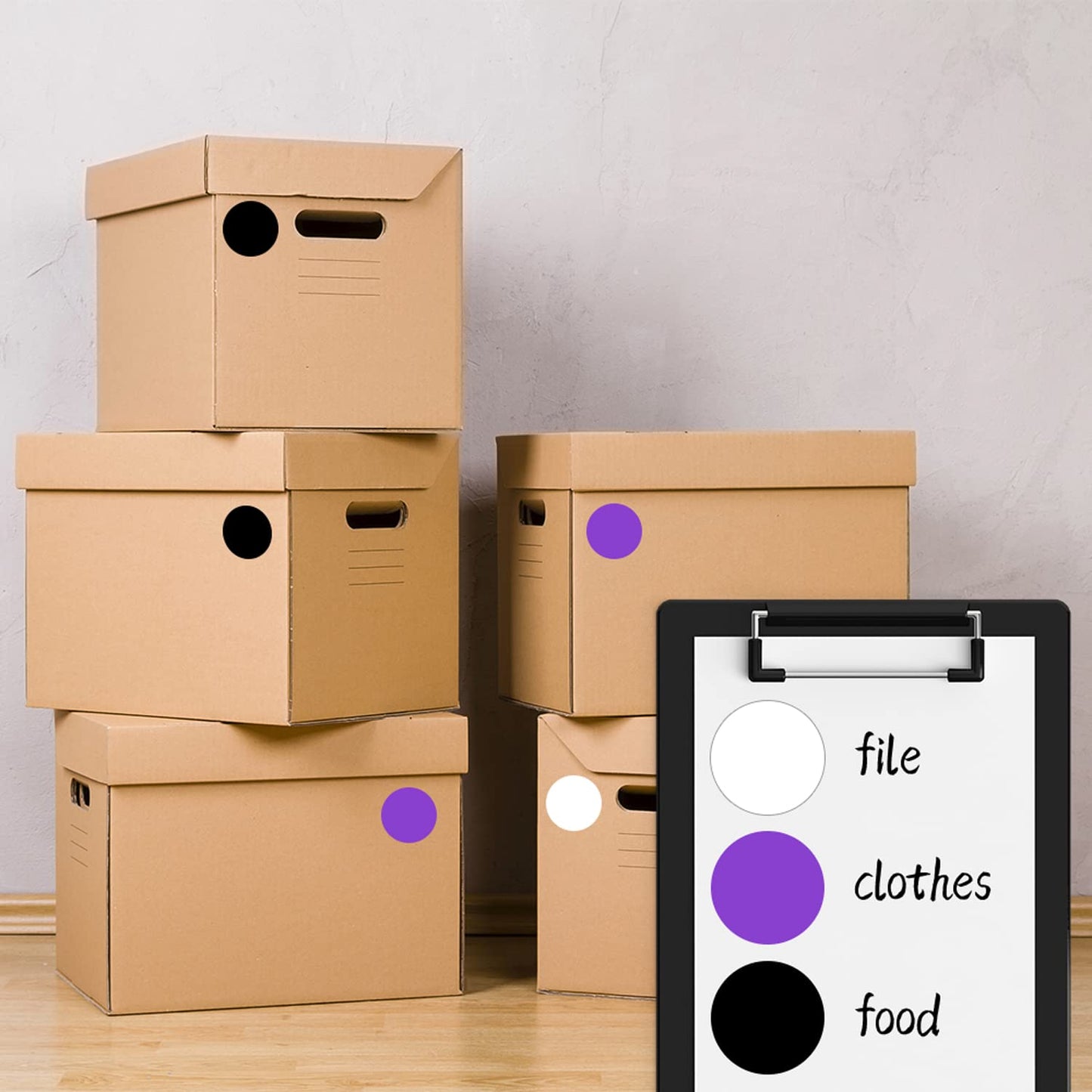500 PCS Dot Sticker Tape 2" Inch Round Color Coding Labels Removable Writable Circle Floor Decal for Marking Organizing Social Distancing Purple