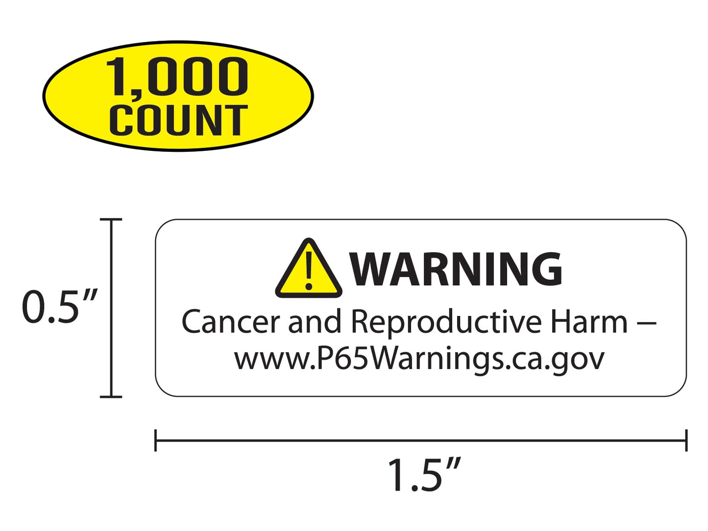 Proposition 65 Truncated Warning Labels, 0.5 Inch by 1.5 Inch | 1,000 Count