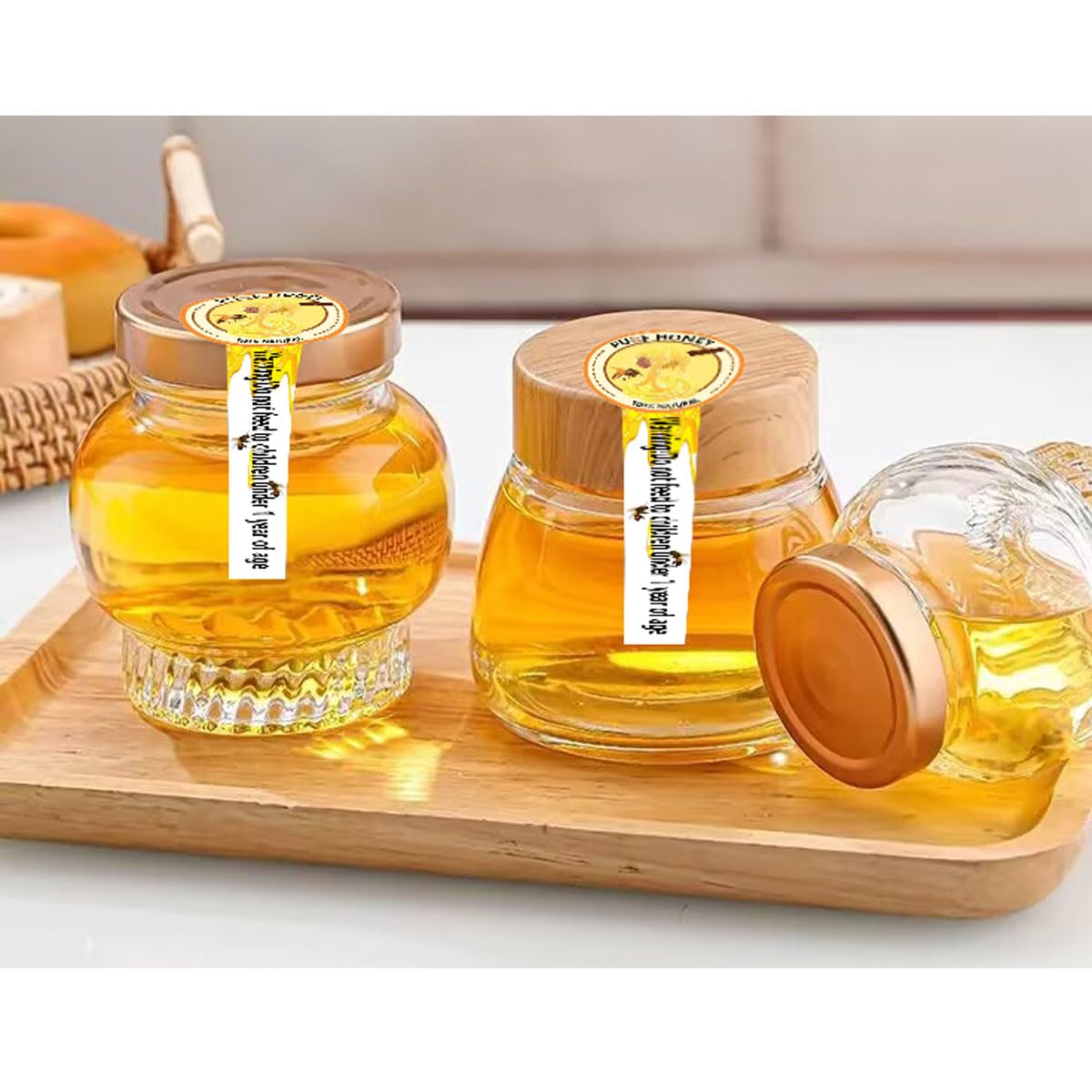 Tamper Proof Honey Stickers Tamper Evident Seals Labels for Honey Jars 1.5×4 Inch Natural Honey Labels(Pack-500)