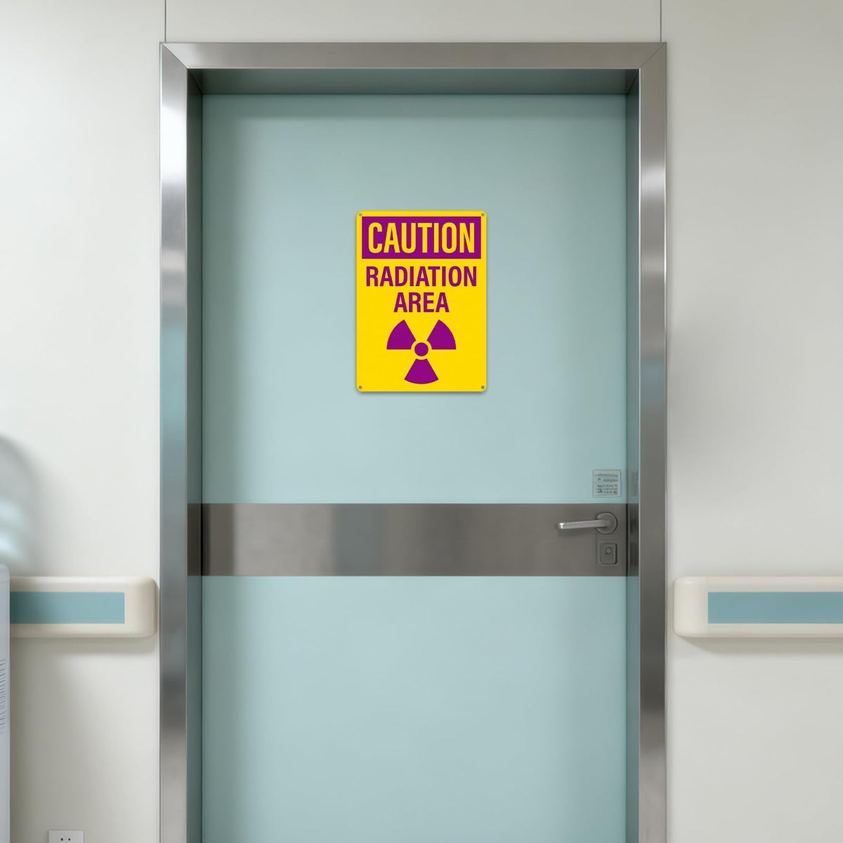 4 Pack Caution Radiation Area Signs 10 x 7 Inch Rust-Free Aluminum OSHA Sign with Symbol UV Protected Industrial Radioactive Warning Signs for Business Construction Site Warehouse