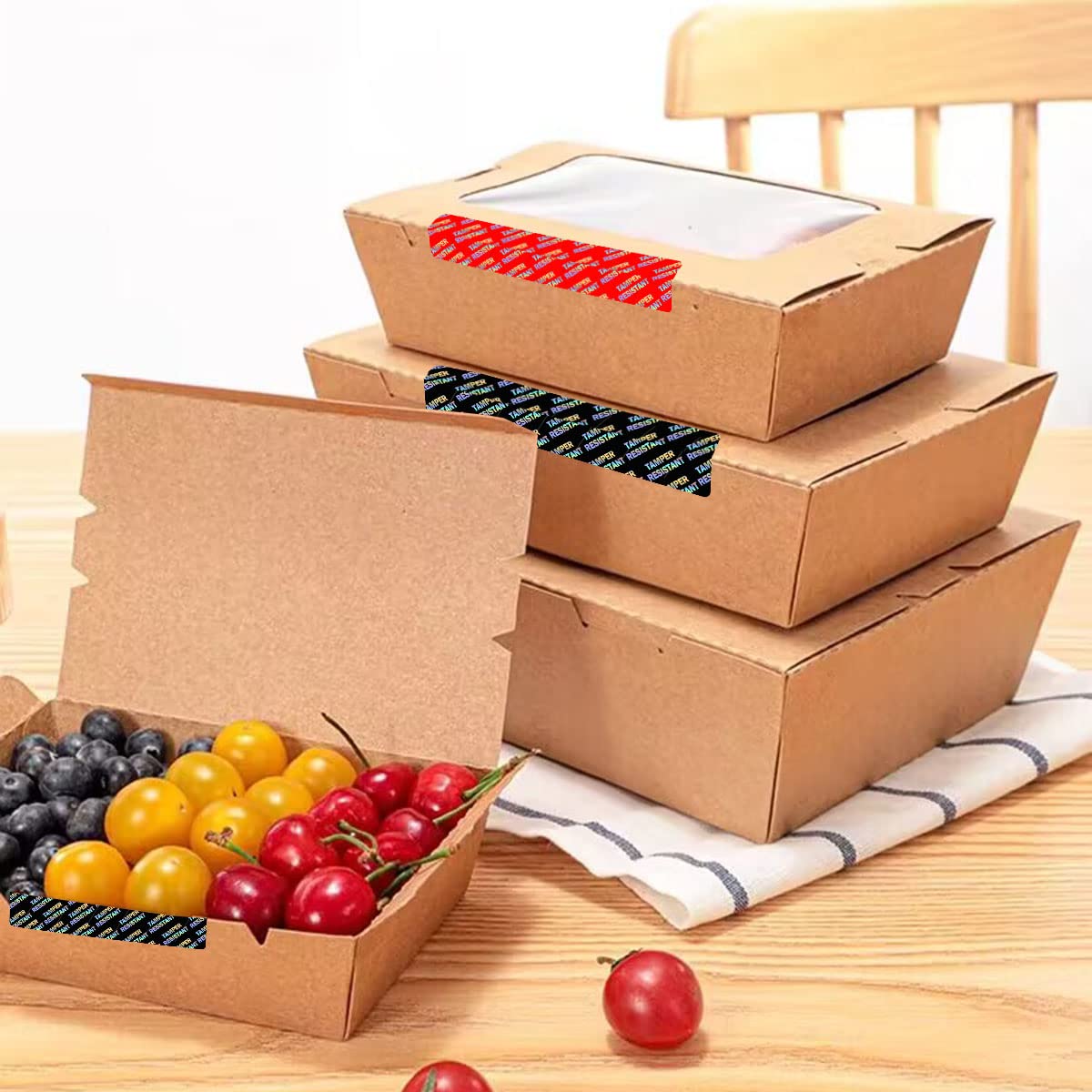 Tamper Evident Food Sealed for Freshness and Safety Stickers 0.75 x 3.5 Inch Holographic Tamper Proof Food Delivery Labels Tamper Resistant Metallic Sealed for Containers Jars Mailing Packaging