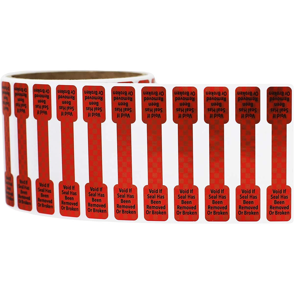 Void If Seal Has Been Broken Or Removed Red Metallic Small Tamper Labels, 0.5 x 2.75 Inches, 500 Total Labels