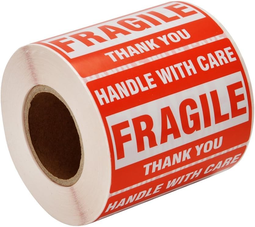 2" x 3" Fragile Stickers Handel with Care Warning Labels 500pcs Packing Shipping Labels